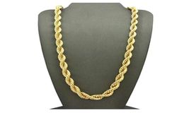 Heavy Hip Hop 24quot Unisex Rapper039s 7mm Solid Thick Rope Chain Necklace 18k Yellow Gold Filled Collar Clavicle Men Jewelry7518198