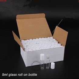50pcs/Lot Wholesale 5ml Empty Glass Essential Oil Bottle Cosmetic Container Small White Lid Refillable Pot Roll On Packaginghood qty Lf Cmku