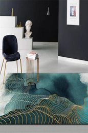 Abstract Green Golden Strip Carpet For Floor Chinese Painting Bathroom Carpet Fashion Antislip Mat Door Entrance Rug 3D Pattern8822066