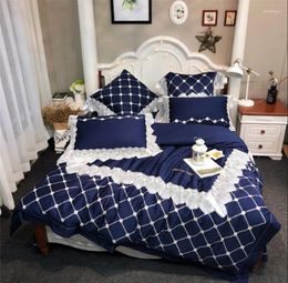 Bedding Sets Blue Red Egyptian Cotton Beddingset Embroidery Duvet Cover Bed Sheet Pillowcase/bed 4/6pcs
