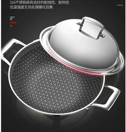 Pans 316 Stainless Steel Frying Pan No Oil Fume Non Stick Wok Cookware Pots And Uncoated Gas Cooker Induction General