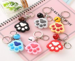 Cute Cat Paw Keychain Creative Gifts Cat Pad Key Chain Cartoon Panda Paw Keyrings Bells Key Rings8835504