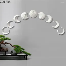 Decorative Figurines Simulation Moon Ceramic Wall Decoration Room Aesthetics Decor Combination Pendants Hanging Ornament Background Display