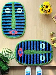 Carpets Funny American Style Face Doormat Abstract Tufted Rug Anti-Slip Bedroom Flocking Carpet Living Room Entrance Home Decor