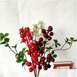 Faux Floral Greenery Small Artificial Pomegranate Branch Foam Plastic Fake Fruit Berries For Party Kitchen Christmas Decorative Drop D Otuxy