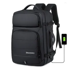 Backpack 40L Large Capacity Mens Expandable Backpacks USB Charging 17 Inch Laptop Bag Waterproof Extensible Travel DISCOVERBAG