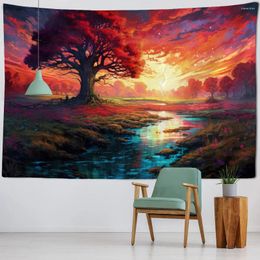 Tapestries Landscape Tapestry Wall Hanging Dreamy Jungle Art Home Decoration Sunrise And Sunset Background Cloth