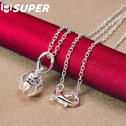 Pendants 925 Sterling Silver 18-30 Inch Chain Ball Pendant Necklace For Women Wedding Engagement Fashion Charm Jewellery