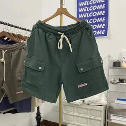 Men's Shorts Apricot Green Grey Summer High Quality Thick Fabric Drawstring Pants Mens Womens Casual