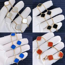 Classic Fashion Clover Pendant Bracelet Bracelet Chain 18K Gold Agate Shell Mother of Pearl Ladies & Girls Wedding Mother's Day Jewellery Ladies Gift
