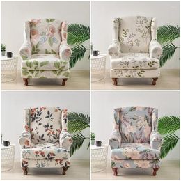 Chair Covers Nordic Flower Wing Cover Stretch Spandex Armchair Removable Relax Single Sofa Slipcovers With Seat Cushion