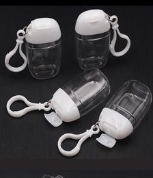 30ML Hand Sanitizer Bottle With Key Ring Hook Clear Transparent Plastic Refillable Containers Travel Bottles Wholea23a074005827