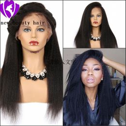 Free part Deep Frontal Brazilian full Lace Front Wigs With Baby Hair Pre Plucked Glueless kinky Straight synthetic wig For Women Pljca