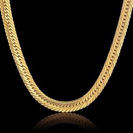 whole saleVintage Long Gold Chain For Men Hip Hop Chain Necklace 8MM Gold Color Thick Curb Necklaces Men's Jewelry Colar Collier1 156H