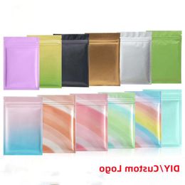 Wholesale multi Colour Resealable Zip Mylar Bag Food Storage Aluminium Foil Bags plastic packing bag Smell Proof Pouches 100pcs Omvdr