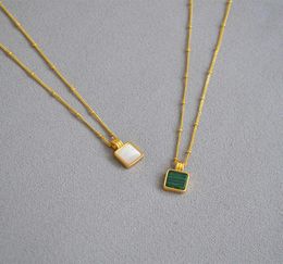 necklace necklaceSavi Internet red blogger has the same old brass goldplated Malachite mother shell square pendant necklace6669975