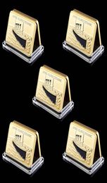 5PCS Non magnetic Square 24K Gold Plated Titanic Craft Souvenir Coin Commemorative Bullion Bar Ornaments Gift Home Art Collection6617509