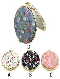 1Pc Mini Round Pocket Folding Makeup Mirror Vintage Double Sides Floral Printed Chinese Style Compact Cosmetic Tool Portable2206301