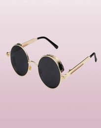 Good Quality Round Steampunk Sunglasses Men Women Metal Wrap Eyeglasses Round Shades Brand Designer Sun glasses Mirror UV4005825898