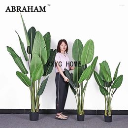 Decorative Flowers 120-200cm Large Artificial Banana Tree Tropical Fake Plants Palm Leafs Green Plastic Jungle Plant For Home