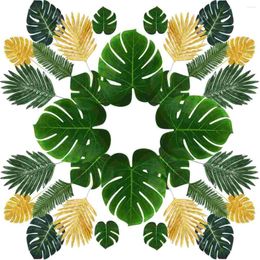 Decorative Flowers UNOMOR 70pcs Hawaii Artificial Palm Leaf Beach Forest Decoration Tropical Theme Party Plants