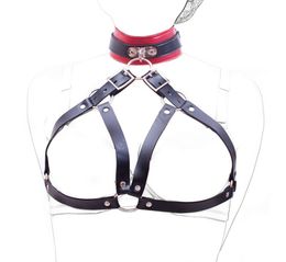 New Arrival Neck Collar Open Bra Nipple Bound Neck Ring Restraint Bondage Set PU Leather Adult Sex Toys Sexy Sex Products q05063099600
