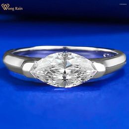 Cluster Rings Wong Rain 925 Sterling Silver Marquise Cut 5 10 MM Lab Sapphire Gemstone Ring For Women Fine Jewelry Wedding Party Gifts