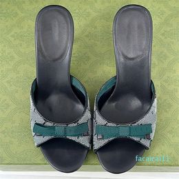 Bow Slides Mule Women Sandal High Heels Slippers Designer Sandals Beach Slide Slipper Spring Summer Kitten Heels Sliders Mules Dress Shoes