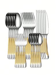 6pc30pc Stainless steel star drill dinnerware set knife fork and spoon for the kitchen dining room 240527