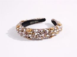 Light Luxury Crystal Hair Hoop Gorgeous Wedding Bridal Hairband Fashion Beaded Fabric Women Headbands 4 Colors5211430