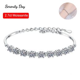 Serenity Day 27cttw D Colour 9 Stones 4mm Full Bracelet For Women S925 Sterling Silver Chain Plate Pt950 Fine Jewellery 240530