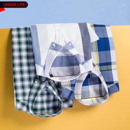 Men's Casual Shirts Men Short-sleeved British Cotton Breathable Comfortable Shirt Business Plaid Outdoor Half-sleeved