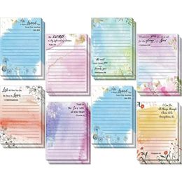 Post-it Note Colourful Flowers Viscosity Sticky Note 8 Pcs Set Retro English Horizontal Line Memo Pad Gradient Paper 30 Sheets 240604
