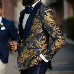 Men's Suits Blazers Floral Men Suit Jacket 2024 Slim Fit Wedding Tuxedo Blazer 1 Pc Shawl Lapel Prom African Fashion Suit Jackets Ready to Ship