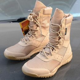 Fitness Shoes Summer Combat Training Boots Work Lightweight Mesh Breathable Military Tactical 34-49 Plus Size Outdoor Hiking