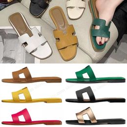 Designer Oran sandali femminili Claquette Orang Slide vere scarpe da spiaggia in pelle tacchi piatti Sandale Ladies Fashion Sneaker Women Summer Beach Shoes