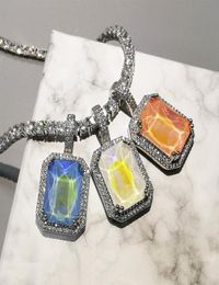 Bling Square Pendant Necklace for Men Women Gifts New Fashion Mocca Colours AAA Zircon Necklace Hip Hop Jewellery J0108226V8668452