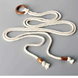 Belts Double Layer Braided Rope Belt Solid Color Extended Vintage Tassel Sash Belt Casual Dress Waistband Girdle For Women
