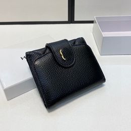 Calfskin Leather Triple Fold Wallet Women Designer Mini Bag Gold Letter Hardware Buckle Diamond Lattice Luxury Handbag Clutch Coin Pouch Card Holder Purse 11x10cm
