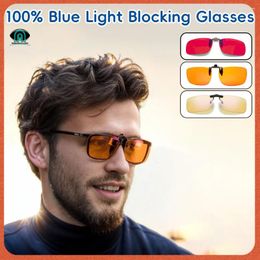 Sunglasses Clip Blue Light Blocking Glasses Red Lens Orange Anti Fatigue Detachable Gaming Computer Eyeglasses
