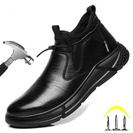 Sicurezza in pelle di moda uomini in acciaio cappucci di punta maschili stivali da lavoro indistruttibili