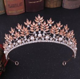 New Baroque Luxury Rhinestone Pearl Bridal Tiara Crown Crystal Diadem Veil Tiaras Wedding Hair Accessories Headpiece1669022