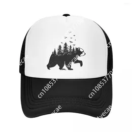 Ball Caps Classic Forest Bear Walking Trucker Hat For Men Women Custom Adjustable Adult Baseball Cap Hip Hop Snapback