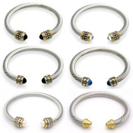 DY bracelet designer cable mens designer bracelet diamond pearl head vintage cuff bangle plated silver gold bracelets designer Jewellery for women opening braclet