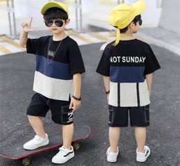 10 12 Years Children Clothing Summer Boys039 Tracksuit Colour Stitching TShirt Outfit Teenage Sport Suit For Boys Clothing Sets7033651