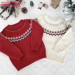 Pullover Waistcoat Preschool baby knitted sweater Christmas clothing winter red long sleeved boy and girl zippered New Year gift WX5.31PJQR