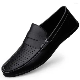 Casual Shoes Leather Men Breathable Driving Luxury Brands Formal Loafers Moccasins Italian Male Lazy Flats Black Plus Size 38-47