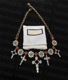 Colorful Rhinestone Pendants Necklace Shiny Crystal Copper Chain Luxury Letter Women Valentines Annivesary Gifts Gorgeous Jewelry 4750890