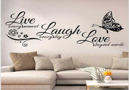 Live Laugh Love Butterfly Flower Wall Art Sticker Modern Wall Decals Quotes Vinyls Stickers Stickers Home Decor Living Room4962477