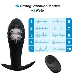 Male Vibrating 10 Modes Prostate Massager Anal Vibrator Butt Plug Adults Sex Toys For GaysWomen Remote Controller MX2004224885279